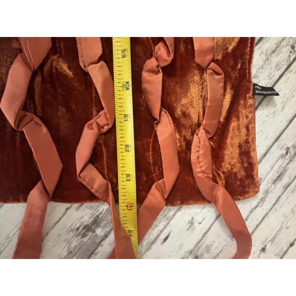 Vintage Y2k Burnt Orange Velvet Scarf Neck Fringe Boho Hippie Festive Holiday - Picture 10 of 10